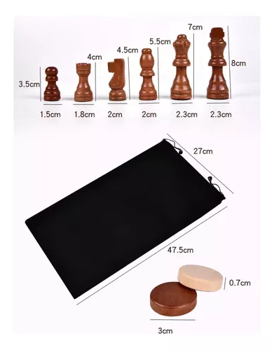 TABLERO DE AJEDREZ MAGNÉTICO DE MADERA 40X40 CM 2 EN 1 - 5