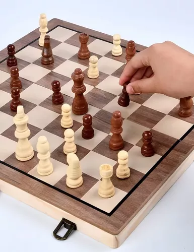 TABLERO DE AJEDREZ MAGNÉTICO DE MADERA 40X40 CM 2 EN 1 - 9