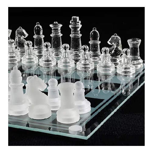 AJEDREZ DE CRISTAL CALIDAD 26X26 CM JUEGO DE MESA LUJO - 1
