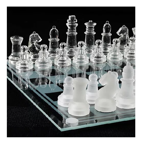 AJEDREZ DE CRISTAL CALIDAD 26X26 CM JUEGO DE MESA LUJO - 2