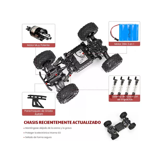 JUGUETE CARROS CONTROL REMOTO ESCALADA 4X4 29 CM + 2 BATERÍAS - 4