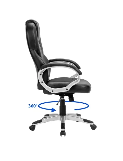 SILLA DE ESCRITORIO EJECUTIVA PREMIUM CUERO COLOR NEGRO - 2
