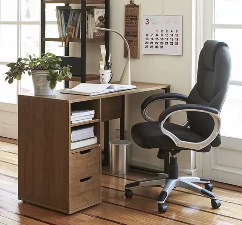 SILLA DE ESCRITORIO EJECUTIVA PREMIUM CUERO COLOR NEGRO - 7