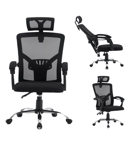 SILLA DE ESCRITORIO RECLINABLE MODELO EJECUTIVO COLOR EN COLOR NEGRO - 2