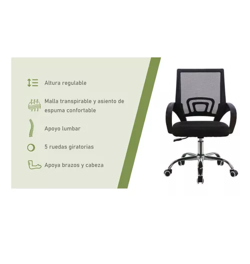 SILLA DE ESCRITORIO ERGONÓMICA LUMAX EZRI CON TAPIZADO DE MESH EN COLOR EN COLOR NEGRO - 4