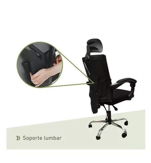 SILLA EJECUTIVA DE ESCRITORIO ERGONÓMICA LUMAX CLYDE COLOR EN COLOR NEGRO - 5