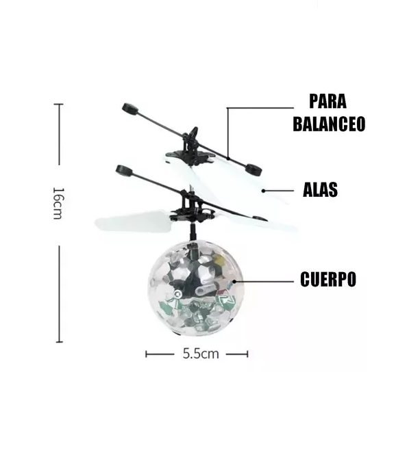 MINI DRON ESFERA VOLADORA, PELOTA BOLADORA, DRON UFO MULTICOLOR - 3