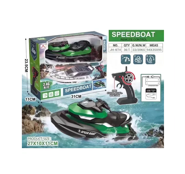 JETSKI SPEEDBOAT REMOTE, CONTROL REMOTO RÁPIDO, MOTO ACUÁTICA VERDE - 5