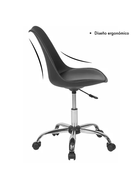 SILLA DE OFICINA BIG ROOM EAMES CON RUEDAS MINIMALISTA COLOR EN COLOR NEGRO - 2