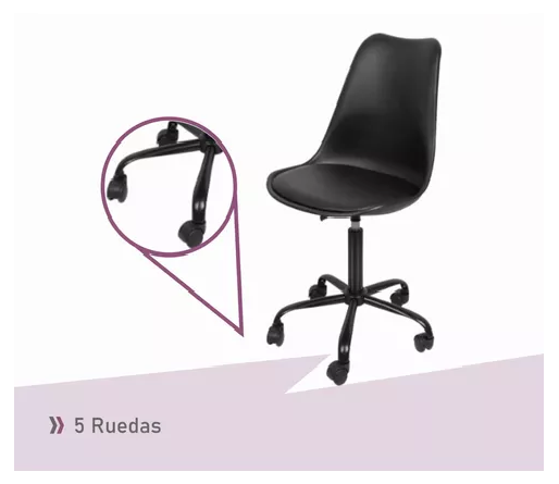 SILLA DE OFICINA BIG ROOM EAMES CON RUEDAS MINIMALISTA COLOR EN COLOR NEGRO - 3