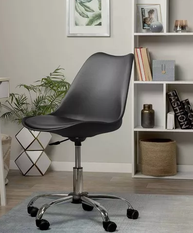 SILLA DE OFICINA BIG ROOM EAMES CON RUEDAS MINIMALISTA COLOR EN COLOR NEGRO - 5