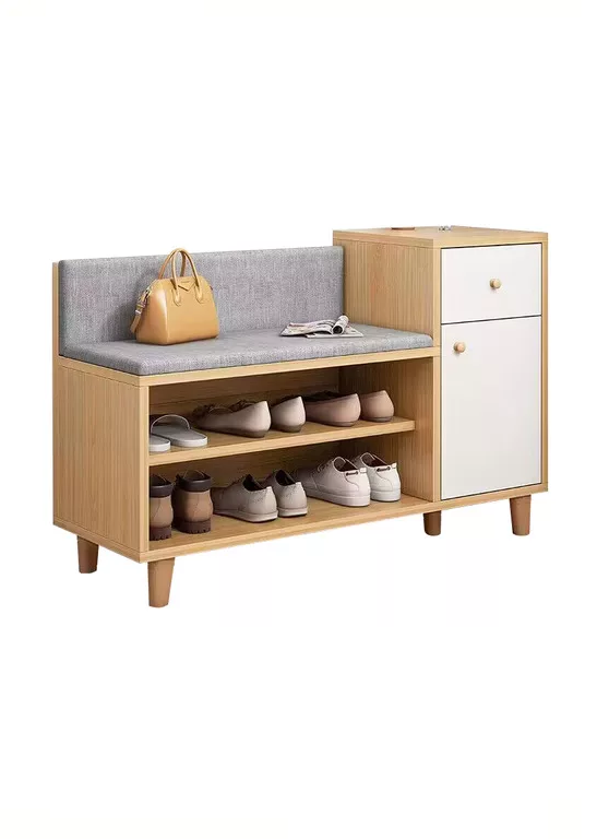 ZAPATERO ORGANIZADOR PROBADOR CON CAJONERA 67X90X32CM MARRÓN CLARO - 1