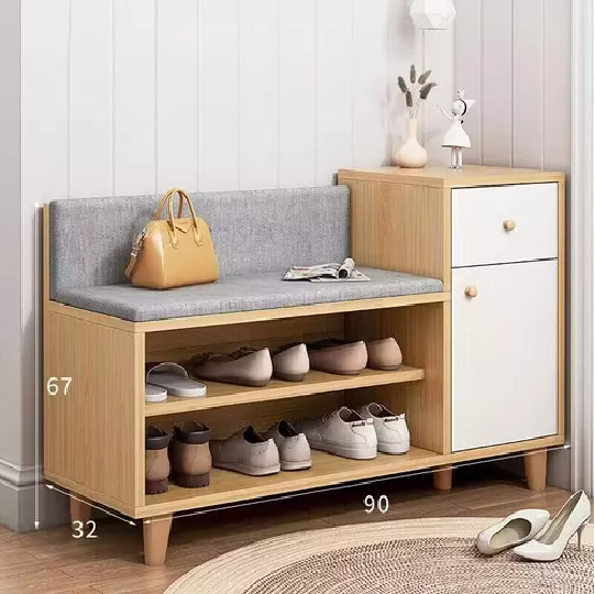 ZAPATERO ORGANIZADOR PROBADOR CON CAJONERA 67X90X32CM MARRÓN CLARO - 2