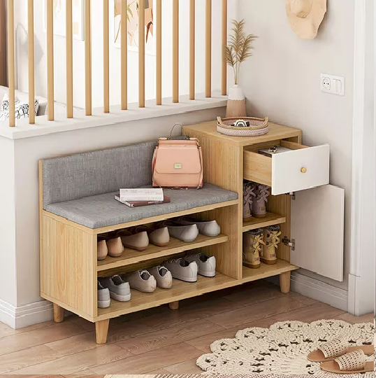 ZAPATERO ORGANIZADOR PROBADOR CON CAJONERA 67X90X32CM MARRÓN CLARO - 4