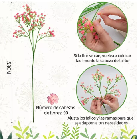 90 FLORES GYPSOPHILA PARA ARREGLOS ARTIFICIALES FLOR ADORNAR - 3