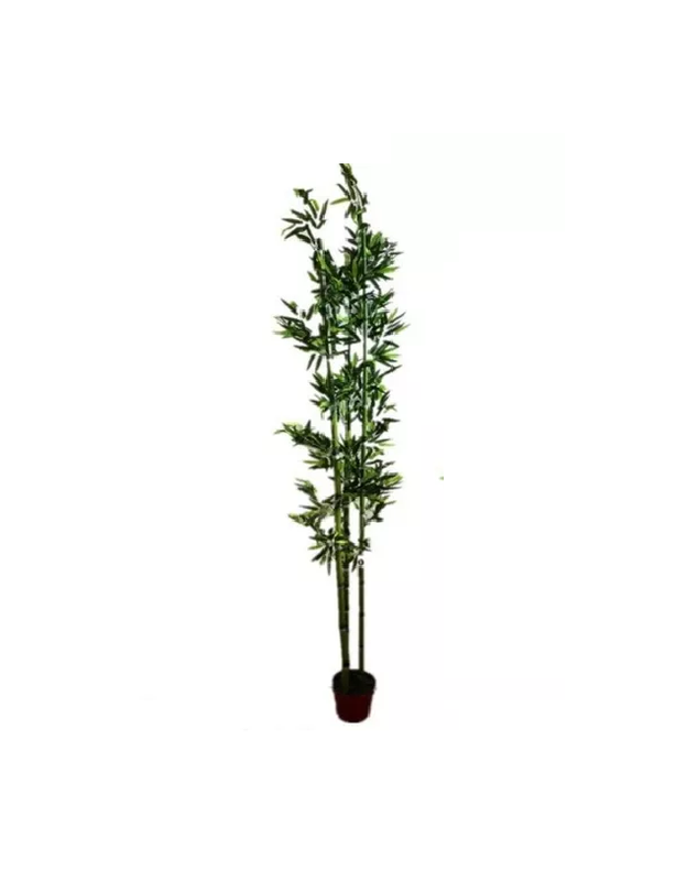 PLANTA ARTIFICIAL BAMBÚ 120CM MACETA REDONDA EN COLOR CAFE 3 VARAS - 1
