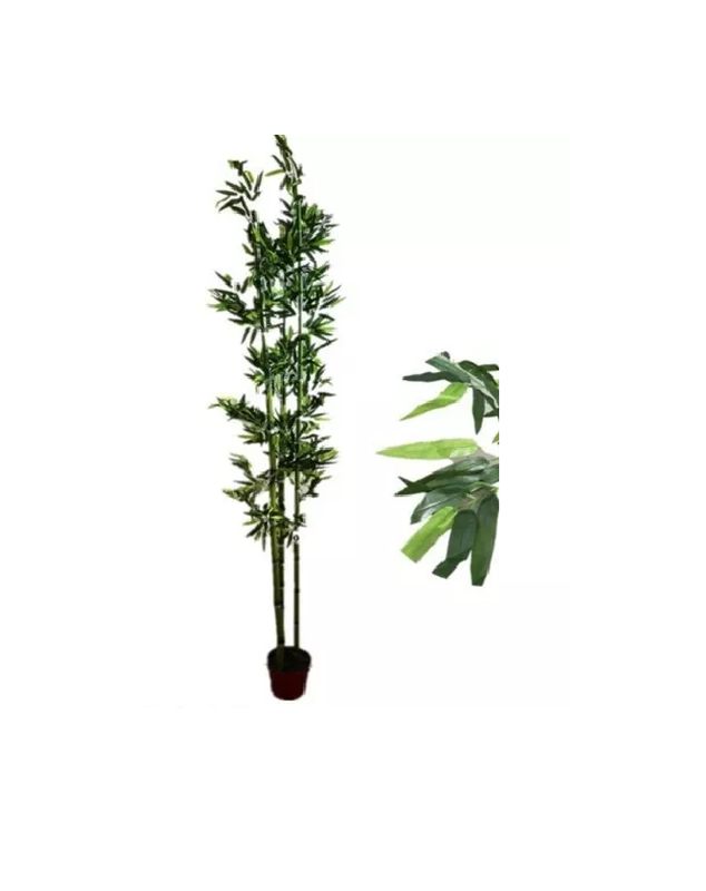 PLANTA ARTIFICIAL BAMBÚ 120CM MACETA REDONDA EN COLOR CAFE 3 VARAS - 2