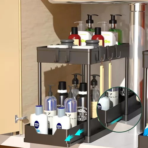 ORGANIZADOR BAJO LAVAPLATOS EXTRAIBLE COCINA BAÑO 2 UNIDADES - 3