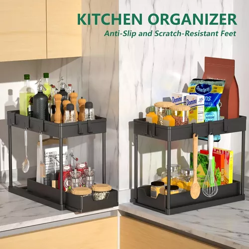 ORGANIZADOR BAJO LAVAPLATOS EXTRAIBLE COCINA BAÑO 2 UNIDADES - 4