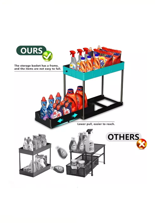 ORGANIZADOR BAJO LAVAPLATOS EXTRAIBLE COCINA BAÑO 2 UNIDADES - 6
