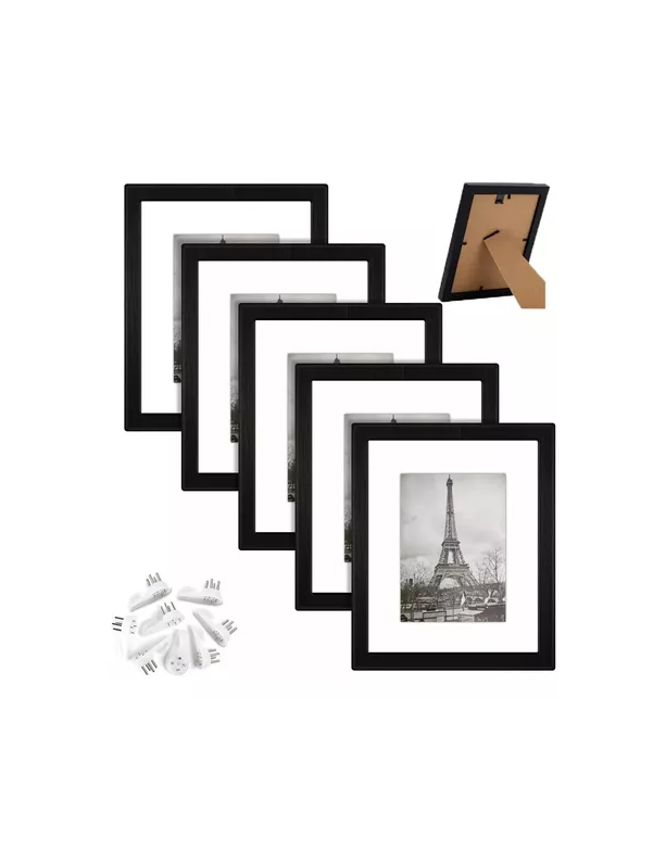 PACK DE 5 MARCOS PARA FOTO PORTARRETRATO A4 CUADRO NEGRO - 2