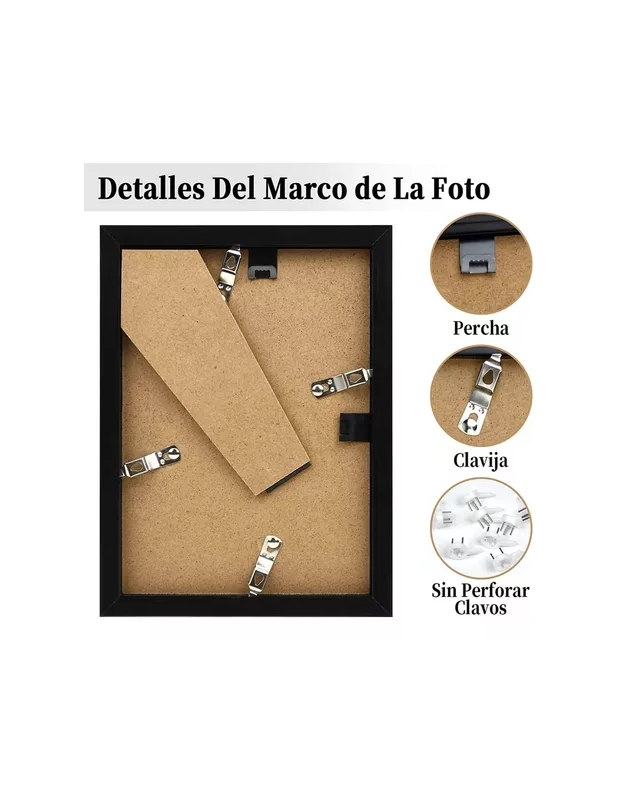 PACK DE 5 MARCOS PARA FOTO PORTARRETRATO A4 CUADRO NEGRO - 3