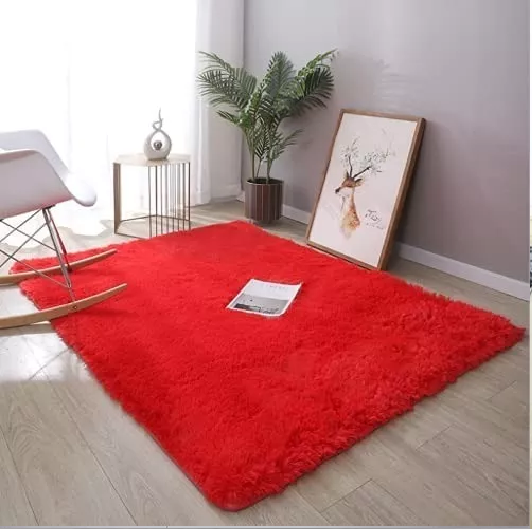 ALFOMBRA PELUDA GRANDE 2X2.4 M EN COLOR EN COLOR ROJO - 2