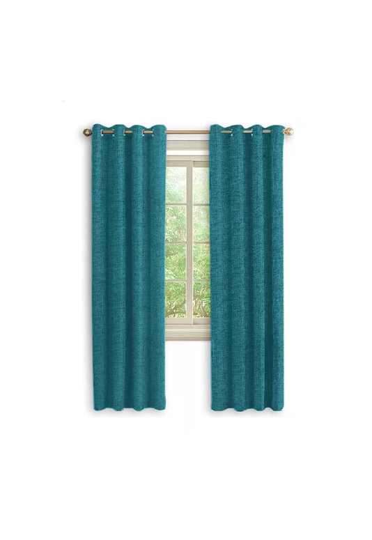 CORTINA BLACKOUT 100% 2 PAÑOS 140X220CM TEXTURA LINO TURQUESA - 1