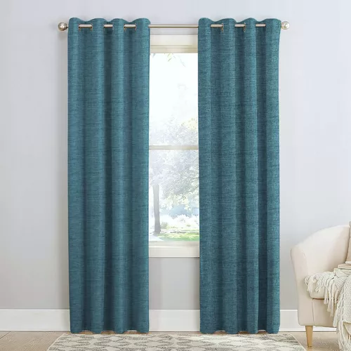 CORTINA BLACKOUT 100% 2 PAÑOS 140X220CM TEXTURA LINO TURQUESA - 2