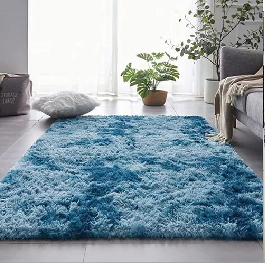 ALFOMBRA PELUDA GRANDE 2X2.4 M PETRÓLEO JASPEADO - 2