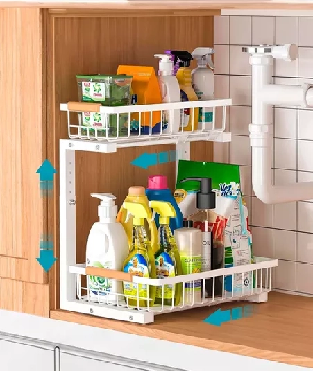 ORGANIZADOR ESTANTE MULTIUSO BAJO LAVAPLATOS COCINA BAÑO EN COLOR BLANCO - 2