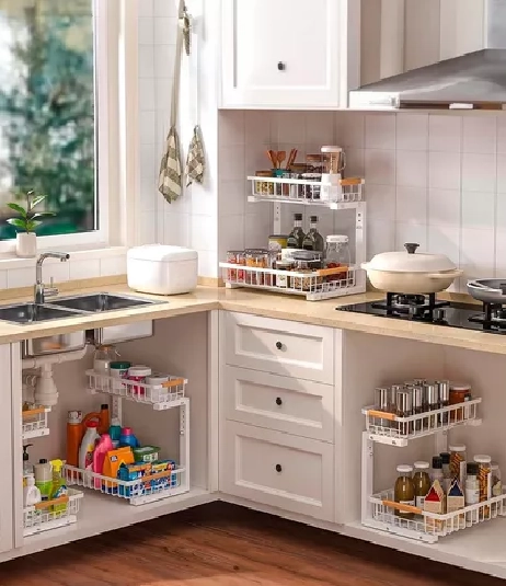 ORGANIZADOR ESTANTE MULTIUSO BAJO LAVAPLATOS COCINA BAÑO EN COLOR BLANCO - 4