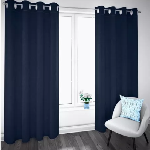 CORTINA BLACKOUT 100% 2 PAÑOS 138X226 CM TEXTURA LINO AZUL OSCURO - 1