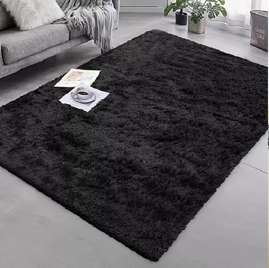 ALFOMBRA PELUDA GRANDE 2X2.4 M EN COLOR EN COLOR NEGRO - 2