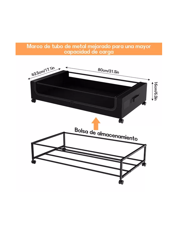CAJA ORGANIZADORA BAJO CAMA CON RUEDAS 2 PIEZAS - 4