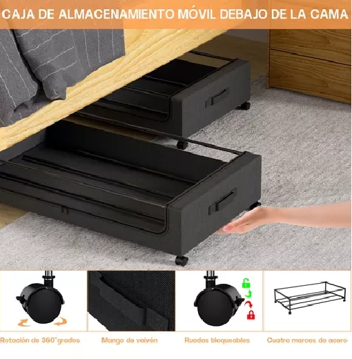 CAJA ORGANIZADORA BAJO CAMA CON RUEDAS 2 PIEZAS - 6