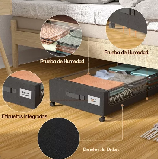 CAJA ORGANIZADORA BAJO CAMA CON RUEDAS 2 PIEZAS - 7