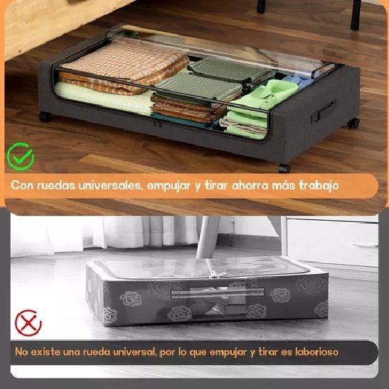CAJA ORGANIZADORA BAJO CAMA CON RUEDAS 2 PIEZAS - 8