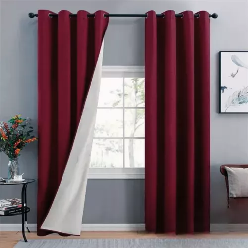 CORTINA BLACKOUT 100% 2 PAÑOS 138X226 CM TEXTURA LINO BORDÓ - 1