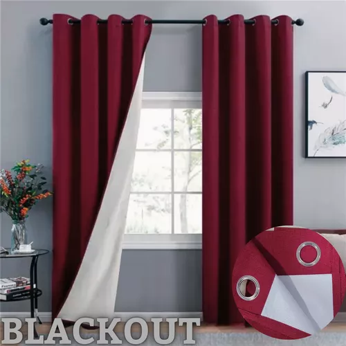 CORTINA BLACKOUT 100% 2 PAÑOS 138X226 CM TEXTURA LINO BORDÓ - 3