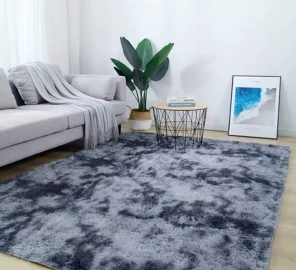 ALFOMBRA PELUDA GRANDE 2X2.4 M GRIS OSCURO JASPEADO - 2