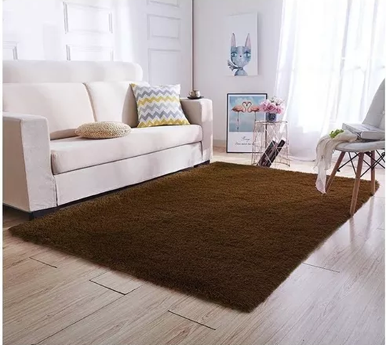 ALFOMBRA PELUDA GRANDE 2X2.4 M EN COLOR CAFE - 2