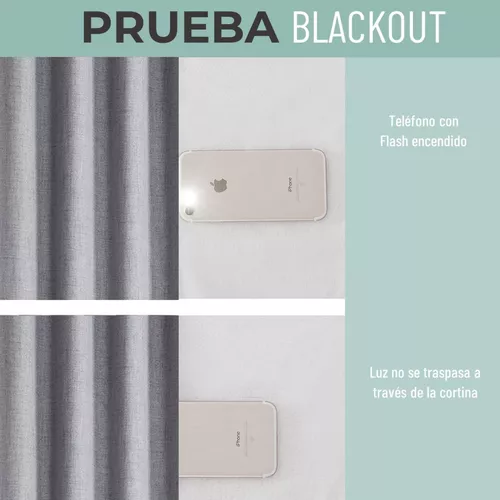 CORTINA BLACKOUT 100% 2 PAÑOS 138X226 CM TEXTURA LINO GRIS OSCURO - 2