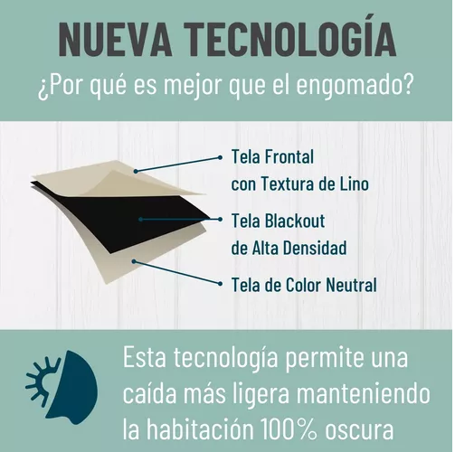 CORTINA BLACKOUT 100% 2 PAÑOS 140X220CM TEXTURA LINO DENIM - 4