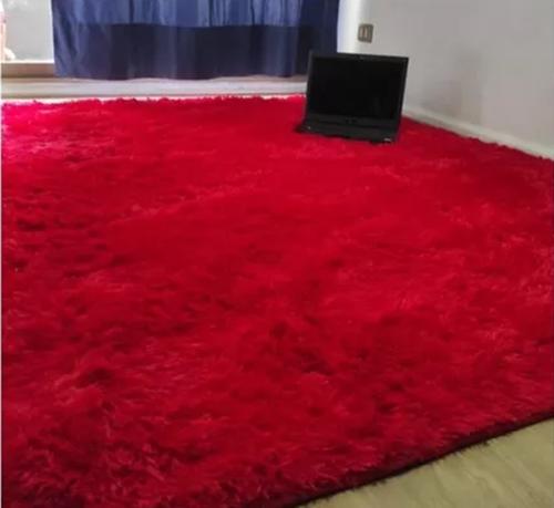 ALFOMBRA PELUDA LIVING HOGAR 150X200 CM EN COLOR EN COLOR ROJO - 1