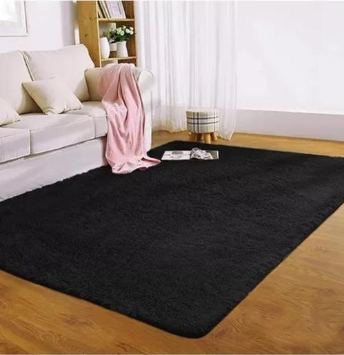 ALFOMBRA PELUDA LIVING HOGAR 150X200 CM EN COLOR EN COLOR NEGRO - 1