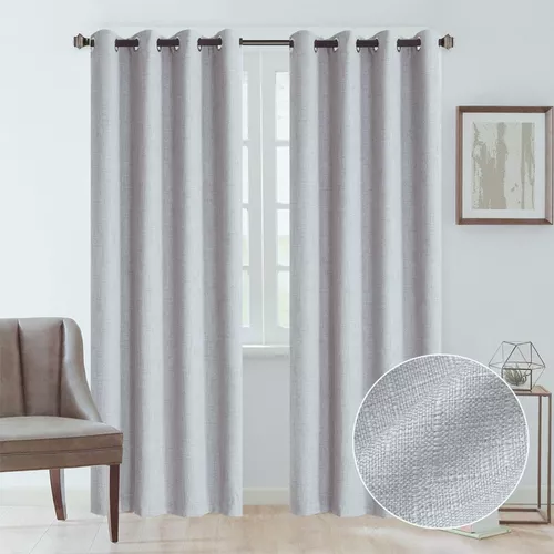 CORTINA BLACKOUT 100% 2 PAÑOS 138X226 CM TEXTURA LINO GRIS - 1