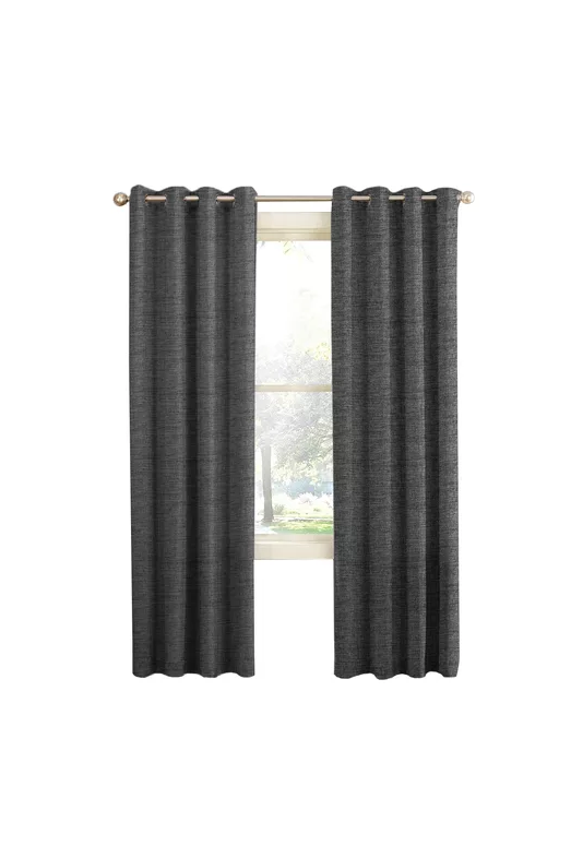 CORTINA BLACKOUT 100% 2 PAÑOS 140X220CM TEXTURA LINO GRIS OSCURO - 1