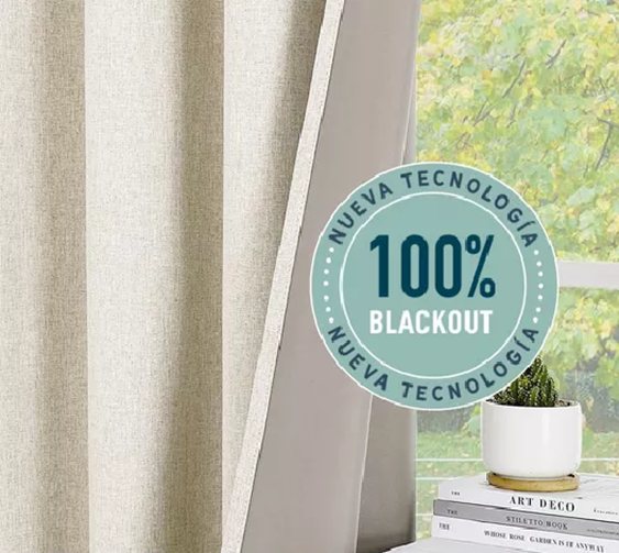 CORTINA BLACKOUT 100% 2 PAÑOS 140X220CM TEXTURA LINO CRUDO - 2