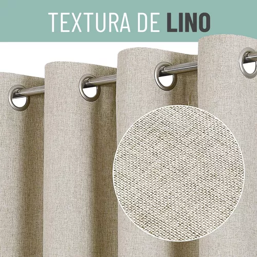 CORTINA BLACKOUT 100% 2 PAÑOS 140X220CM TEXTURA LINO CRUDO - 4